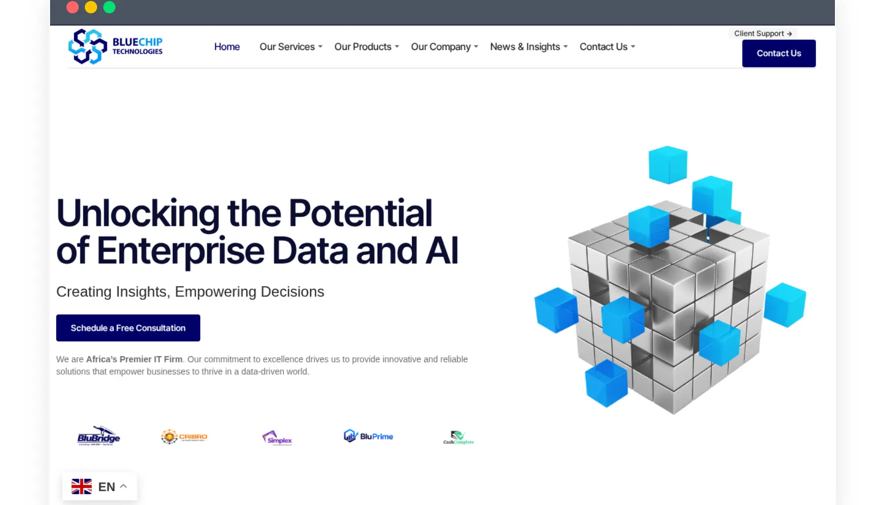 Bluechip Technologies Website Redesign, a enterprise technology project in Lagos