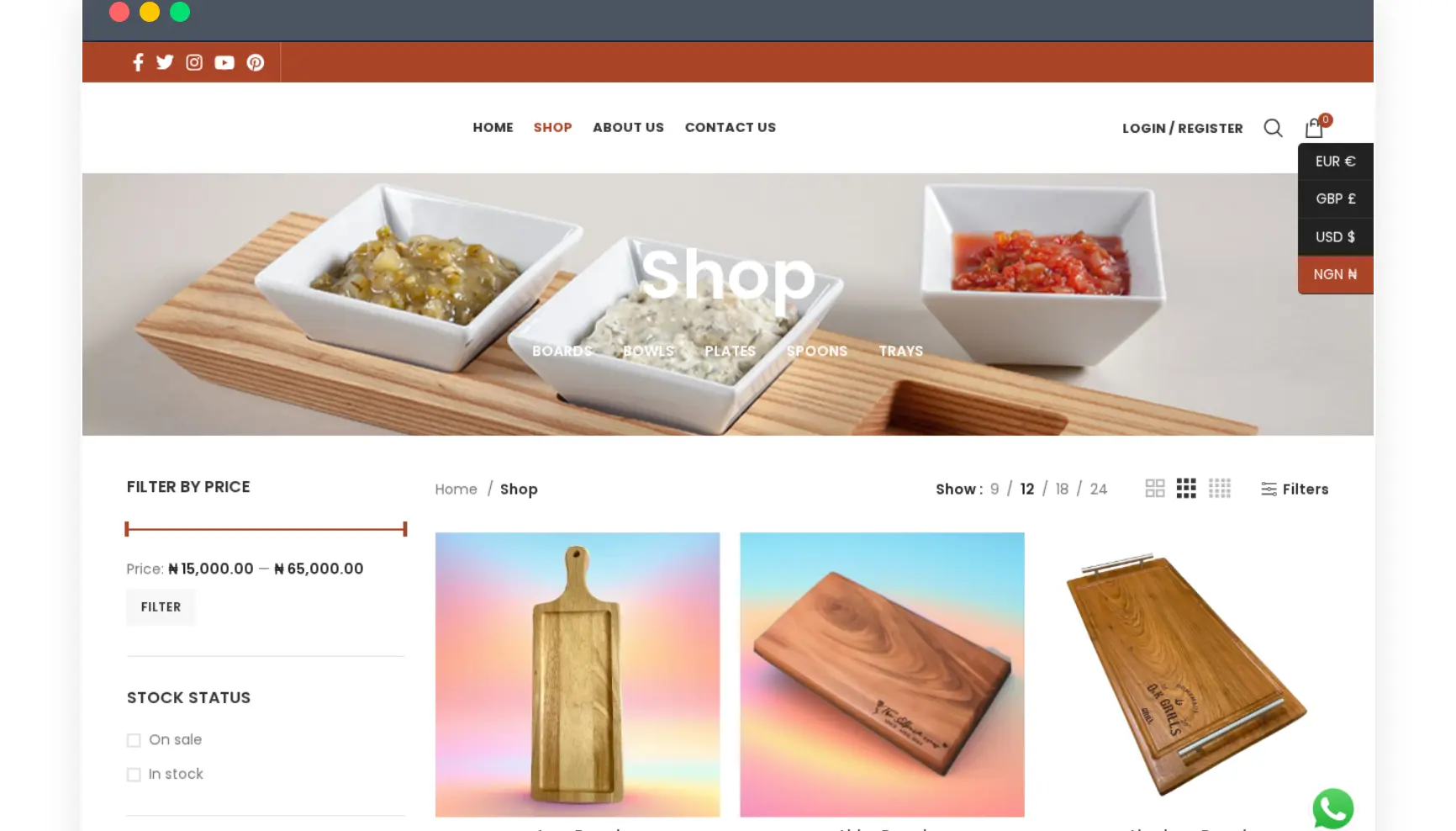 CC Serving Trays E-Commerce Website Design, a retail project in Lagos